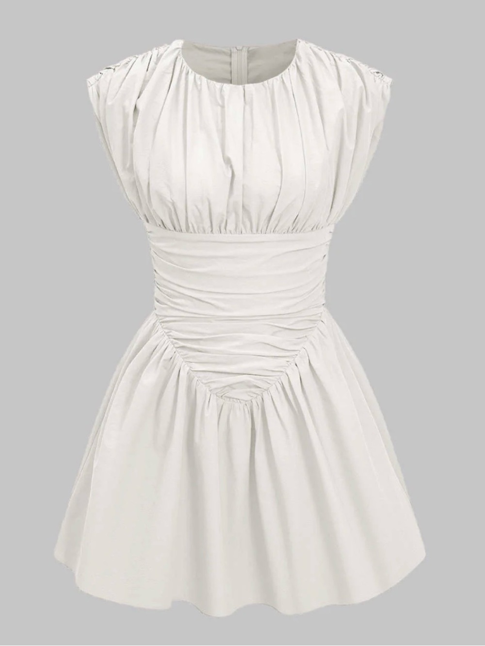 Micas White Ruched Waist Mini Dress